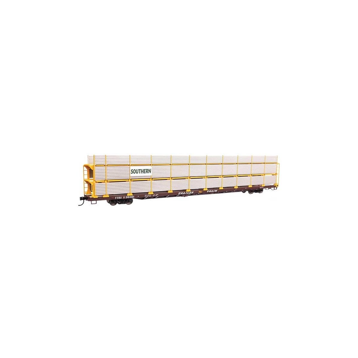 89′ Flatcar w/Tri-Level Shielded Auto Rack - Ready to Run -- Southern 961991, HO, WalthersMainline 8321