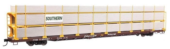 89′ Flatcar w/Tri-Level Shielded Auto Rack - Ready to Run -- Southern 962087, HO, WalthersMainline 8323