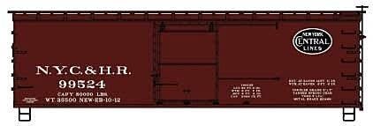 36′ Double-Sheathed Wood Boxcar w/Steel Roof, Ends, Fishbelly - Kit -- New York Central & Hudson Riv, HO, Accurail Inc 1317