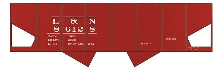 Railroad Decal Set -- Louisville & Nashville USRA 2-Bay Hopper, N, Tichy Train Group 10031N