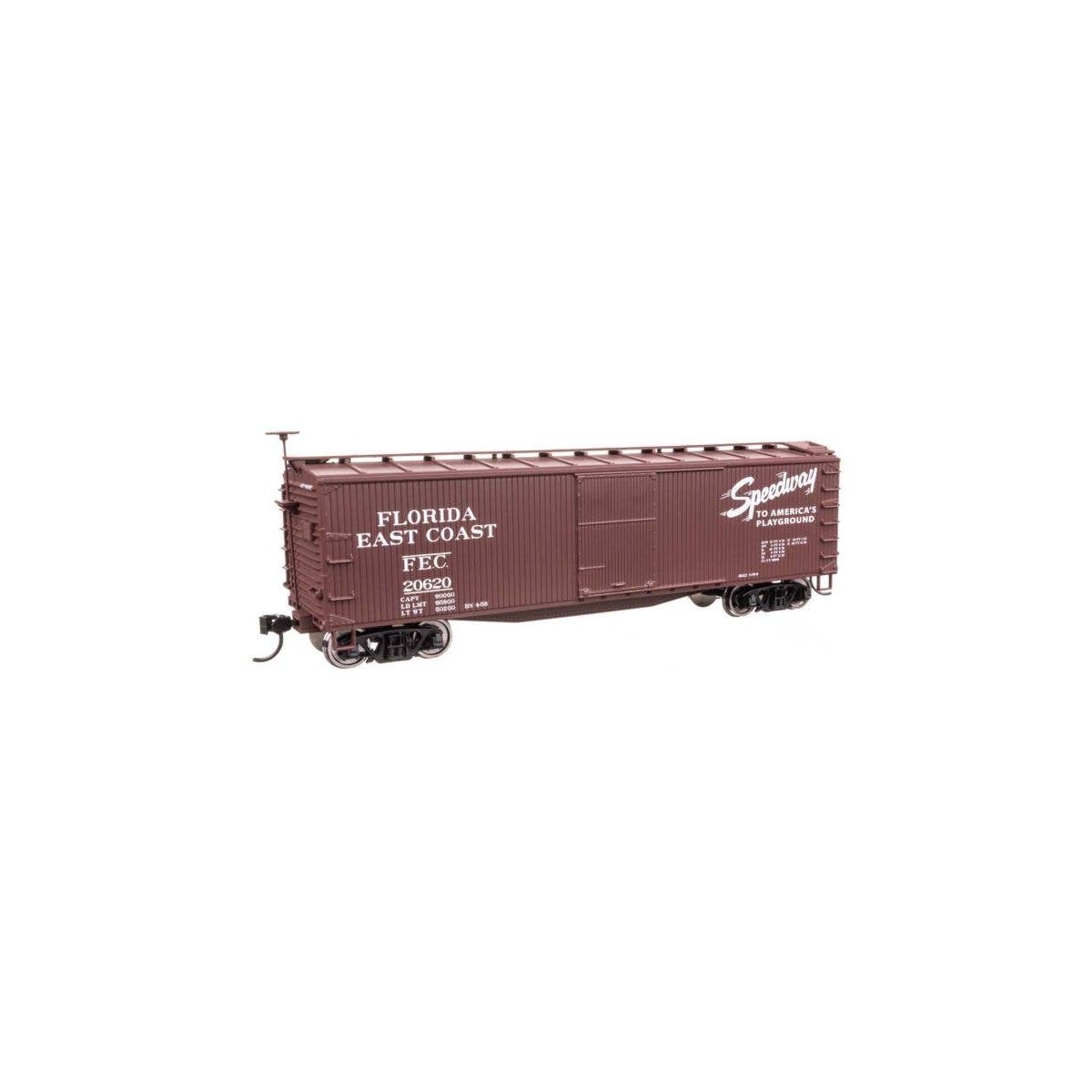 40′ Double Sheathed Wood Boxcar - Ready to Run -- Florida East Coast 20620, HO, WalthersMainline 40180