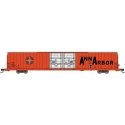 Pullman-Standard 86′ Auto Parts Double-Door Boxcar - Ready to Run -- Ann Arbor 69012 (orange, black, N, Bluford Shops 86710