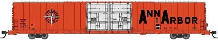 Pullman-Standard 86′ Auto Parts Double-Door Boxcar - Ready to Run -- Ann Arbor 69012 (orange, black, N, Bluford Shops 86710