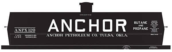 Railroad Decal Set -- Anchor ANPX 10,000-Gallon LPG Tank Car (white Car), HO, Tichy Train Group 10080