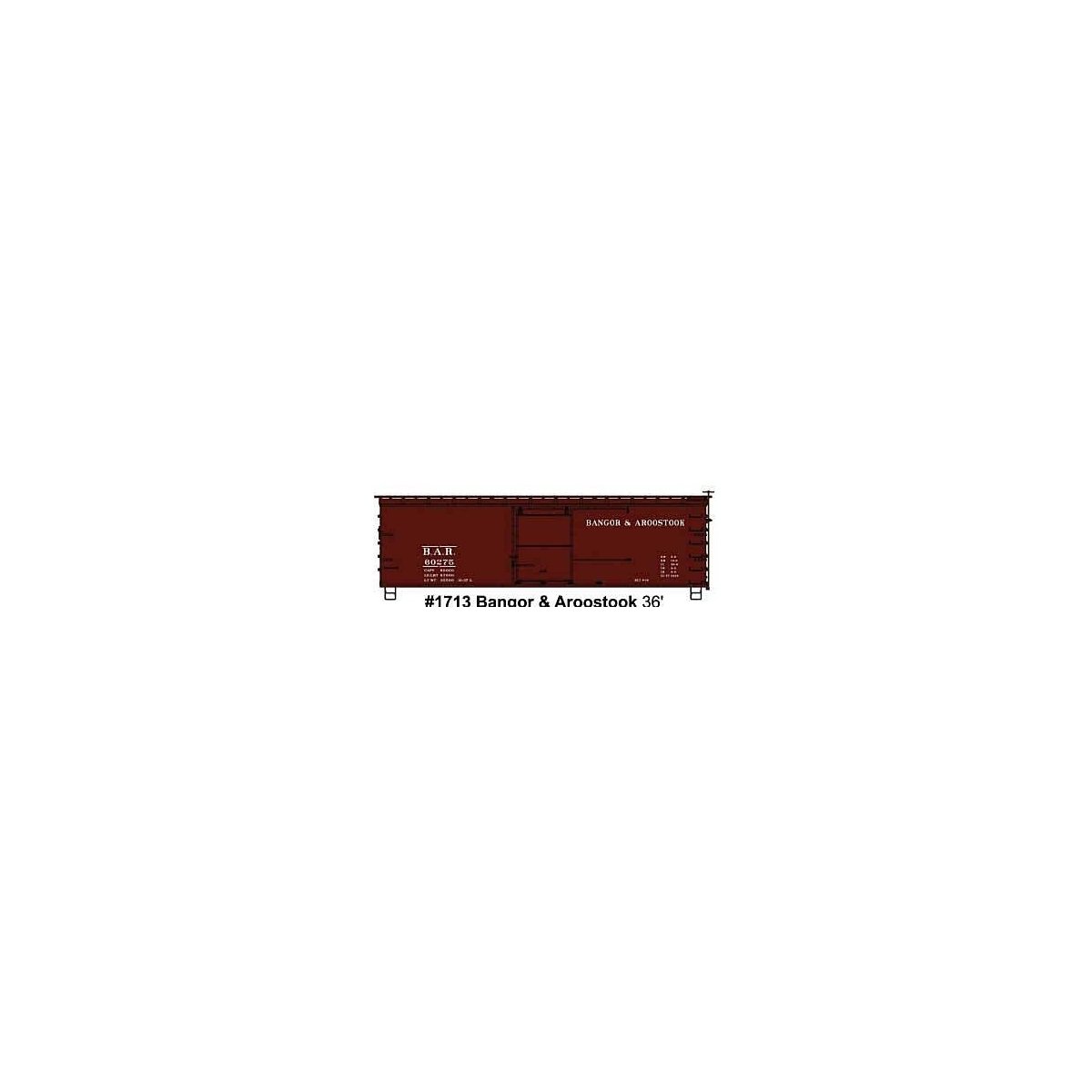 36′ Double-Sheathed Wood Boxcar, Steel Roof, Wood Ends, Fishbelly - Kit -- Bangor & Aroostook 60275 , HO, Accurail Inc 1713