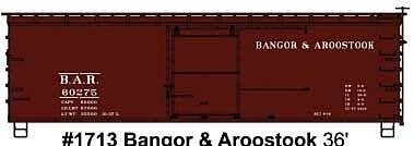 36′ Double-Sheathed Wood Boxcar, Steel Roof, Wood Ends, Fishbelly - Kit -- Bangor & Aroostook 60275 , HO, Accurail Inc 1713
