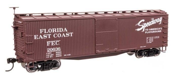 40′ Double Sheathed Wood Boxcar - Ready to Run -- Florida East Coast 20636, HO, WalthersMainline 40181