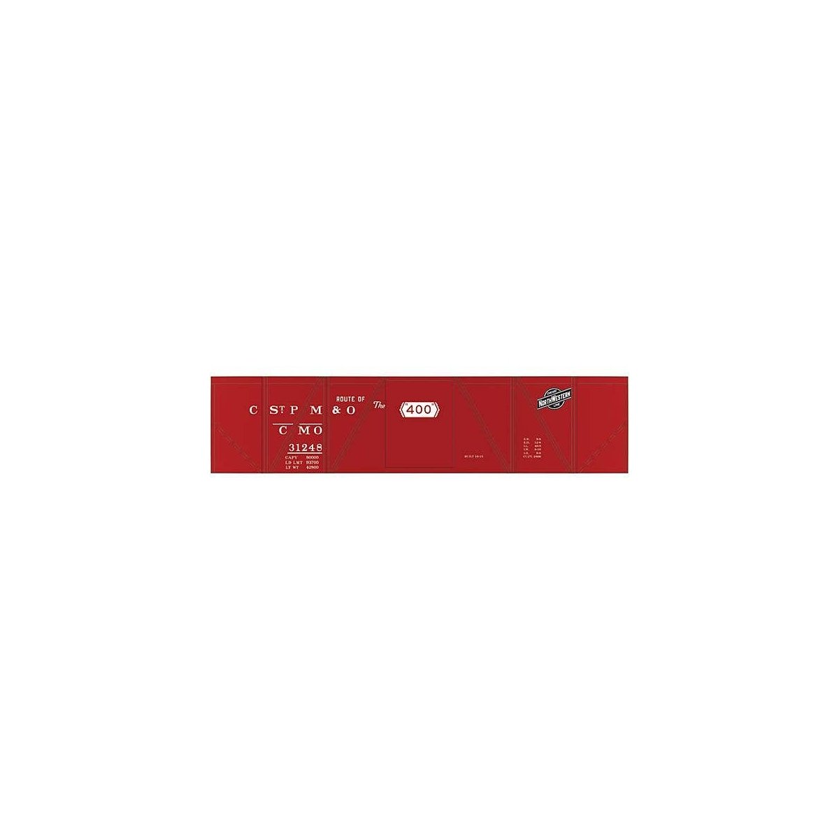 Railroad Decal Set -- Chicago, St. Paul, Minneapolis & Omaha 40′ Single-Sheathed Wood Boxcar (CNW, HO, Tichy Train Group 10119