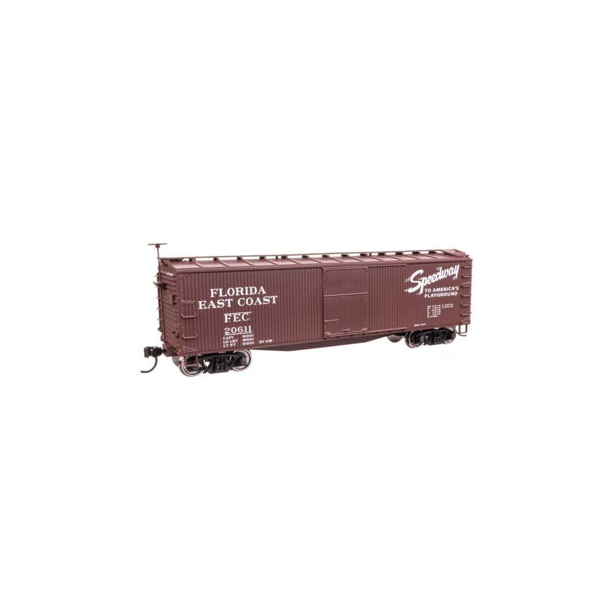 40′ Double Sheathed Wood Boxcar - Ready to Run -- Florida East Coast 20611, HO, WalthersMainline 40179