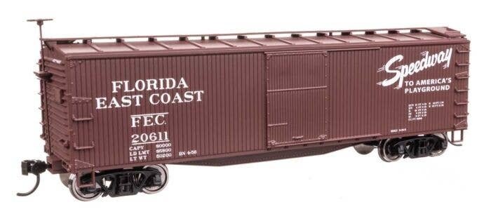40′ Double Sheathed Wood Boxcar - Ready to Run -- Florida East Coast 20611, HO, WalthersMainline 40179