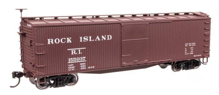 40′ Double Sheathed Wood Boxcar - Ready to Run -- Rock Island 155037, HO, WalthersMainline 40197
