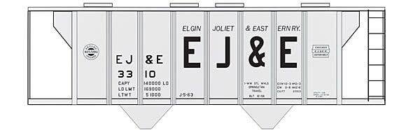 Railroad Decal Set -- Elgin, Joliet & Eastern 2-Bay Covered Hopper (Large EJ&E), HO, Tichy Train Group 10140