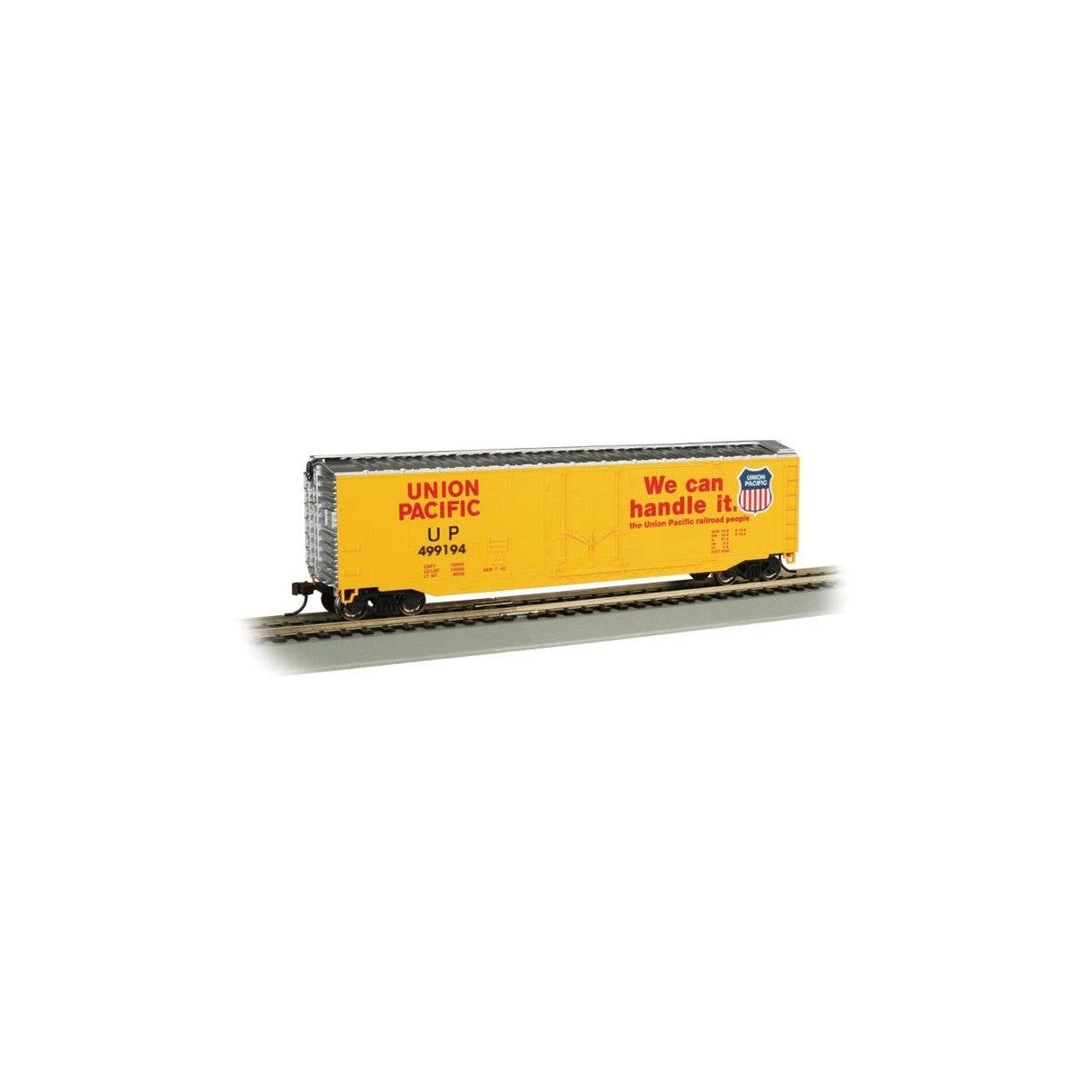50′ Plug-Door Boxcar - Ready to Run - Silver Series(R) -- Union Pacific 499194 (Armour Yello, HO, Bachmann Industries 18038