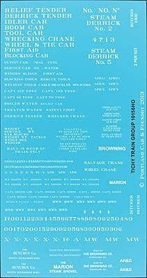 Railroad Decal Set -- Railroad Roman Wreck Train Lettering (white), HO, Tichy Train Group 10156