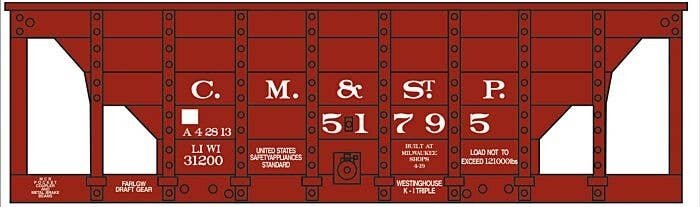 Railroad Decal Set -- Milwaukee Road 22′ Wood Ore Car (CM&St.P), HO, Tichy Train Group 10170