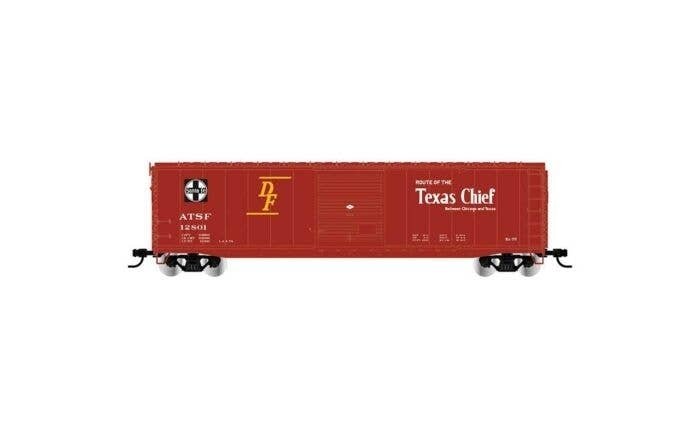 50′ Single-Door Boxcar No Roofwalk - Ready to Run -- Santa Fe 12844 (Boxcar Red, Texas Chief Slogan), HO, Rivarossi HR6662C