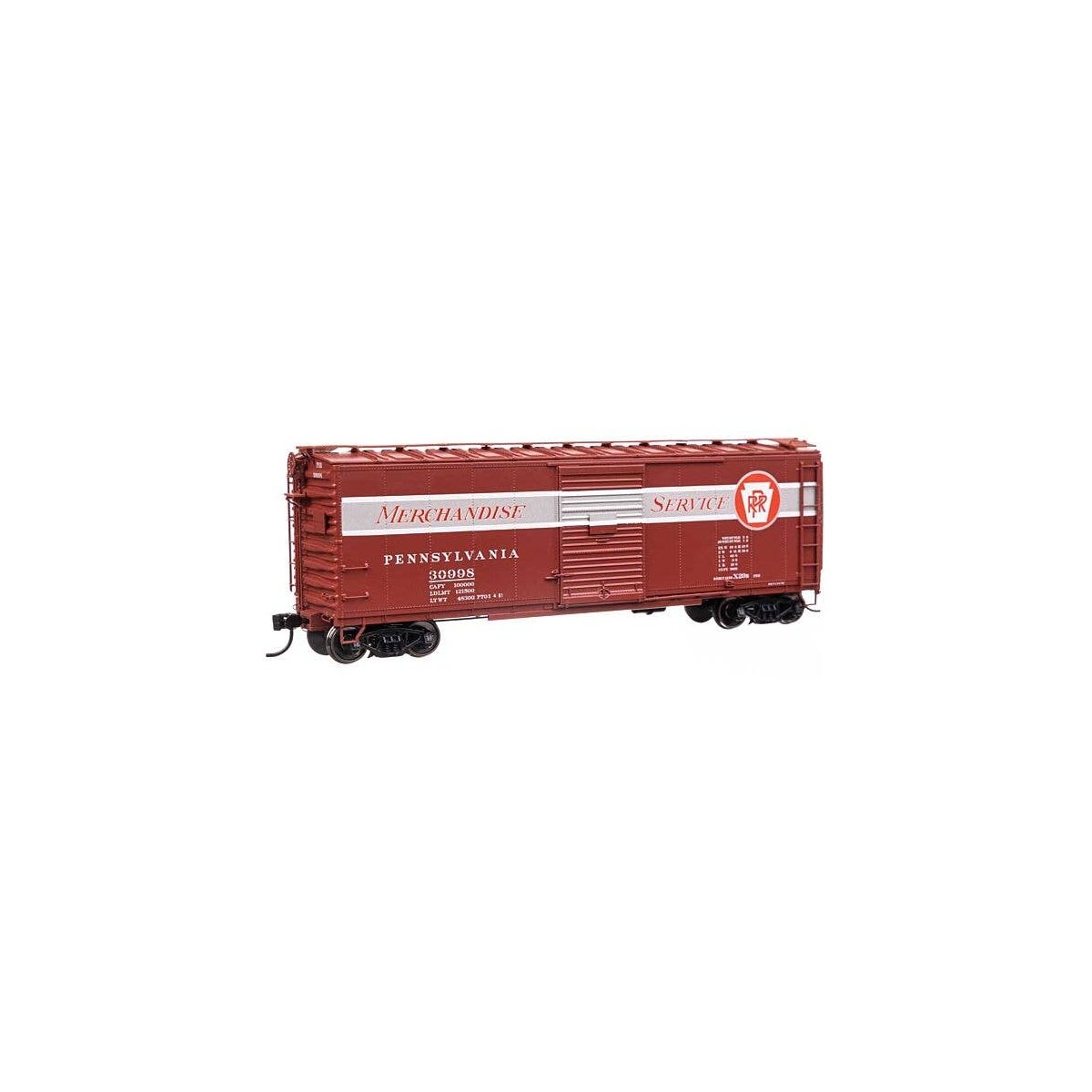 40′ X29B Boxcar - Ready to Run -- Pennsylvania Railroad 30998 (Merchandise Service, With Stiffene, HO, WalthersProto 102319