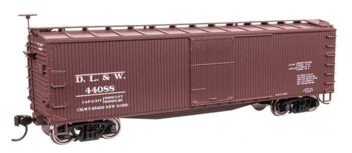 40′ Double Sheathed Wood Boxcar - Ready to Run -- Delaware, Lackawanna & Western 44088, HO, WalthersMainline 40178