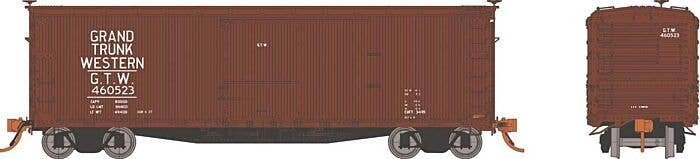 USRA 40′ Double-Sheathed Wood Boxcar - Ready to Run -- Grand Trunk Western Random from Set 2, HO, Rapido Trains Inc 130121A