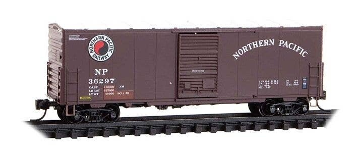40′ Single-Door Boxcar No Roofwalk - Ready to Run -- Northern Pacific 36297 (Boxcar Red, whit, N, Micro Trains Line 2400600