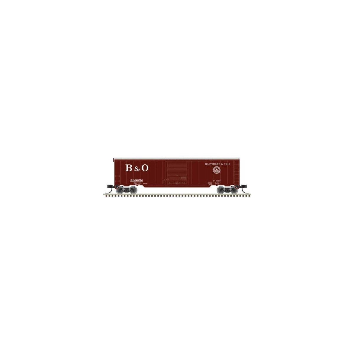 50′ Single-Door Boxcar - Ready to Run -- Baltimore & Ohio 299050 (Boxcar Red, 13 States Logo), N, Trainman 50006911