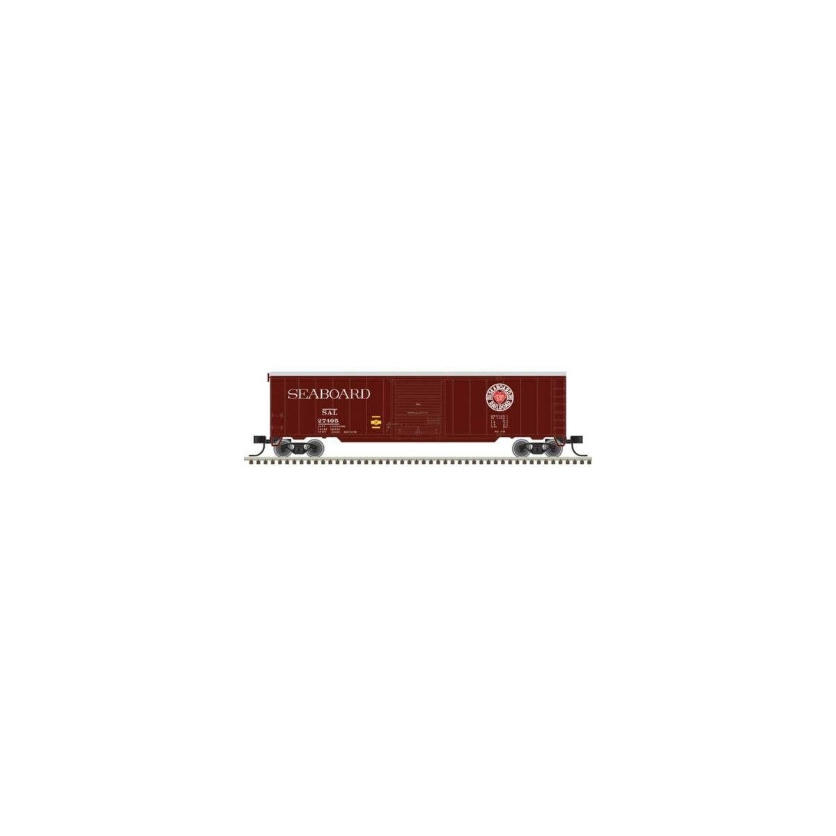 50′ Single-Door Boxcar - Ready to Run -- Seaboard Air Line 27405 (Boxcar Red, red, Heart Logo), N, Trainman 50006923