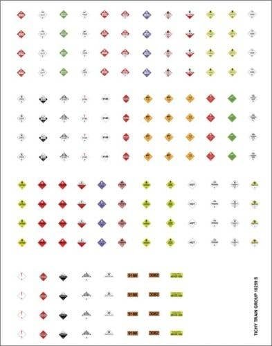 Railroad Decal Set -- Hazardous Materials Placards (170 Placards), N, Tichy Train Group 10259N