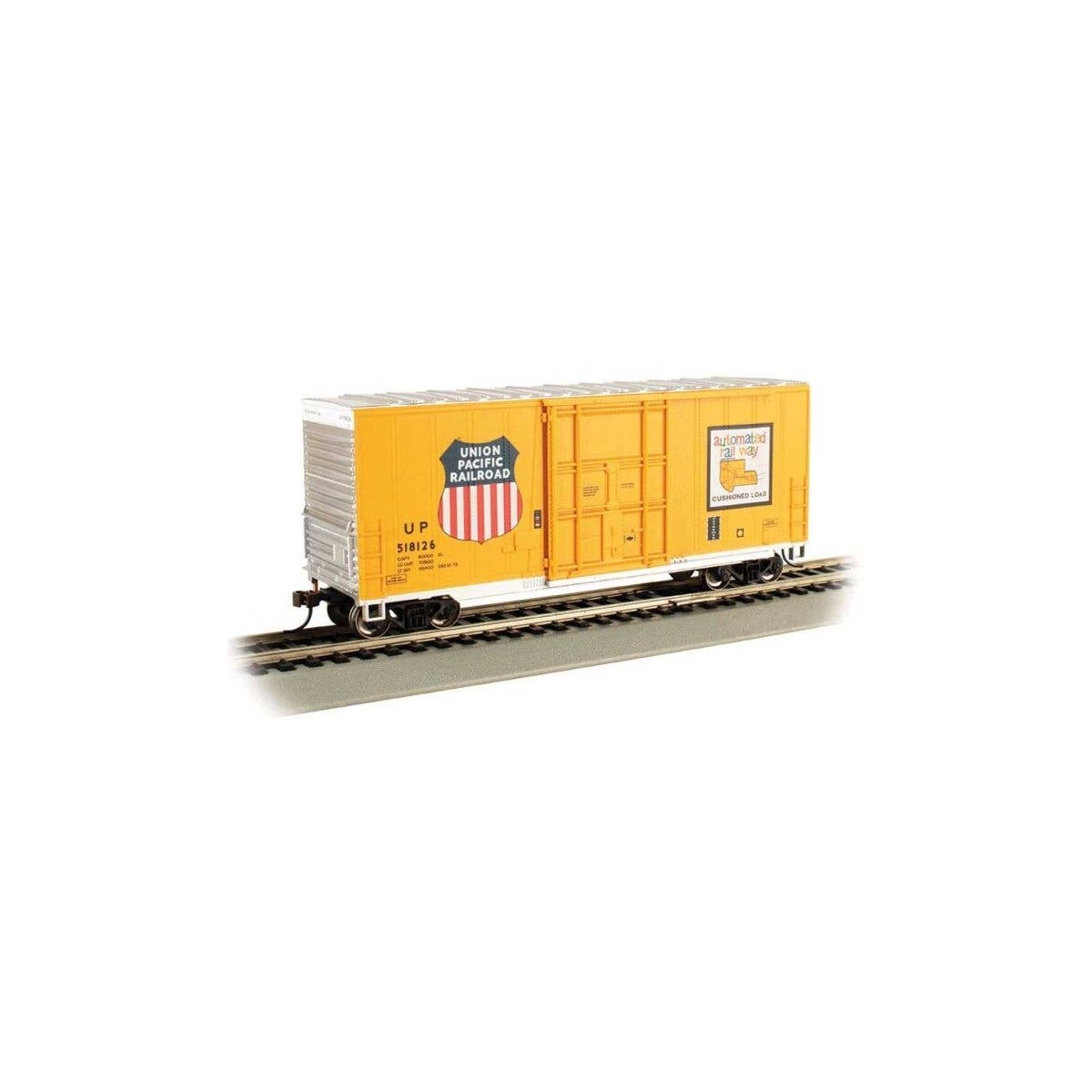40′ Steel Hi-Cube, Sliding-Door Boxcar - Ready-to-Run -- Union Pacific 518126 (Armour Yellow, HO, Bachmann Industries 18205