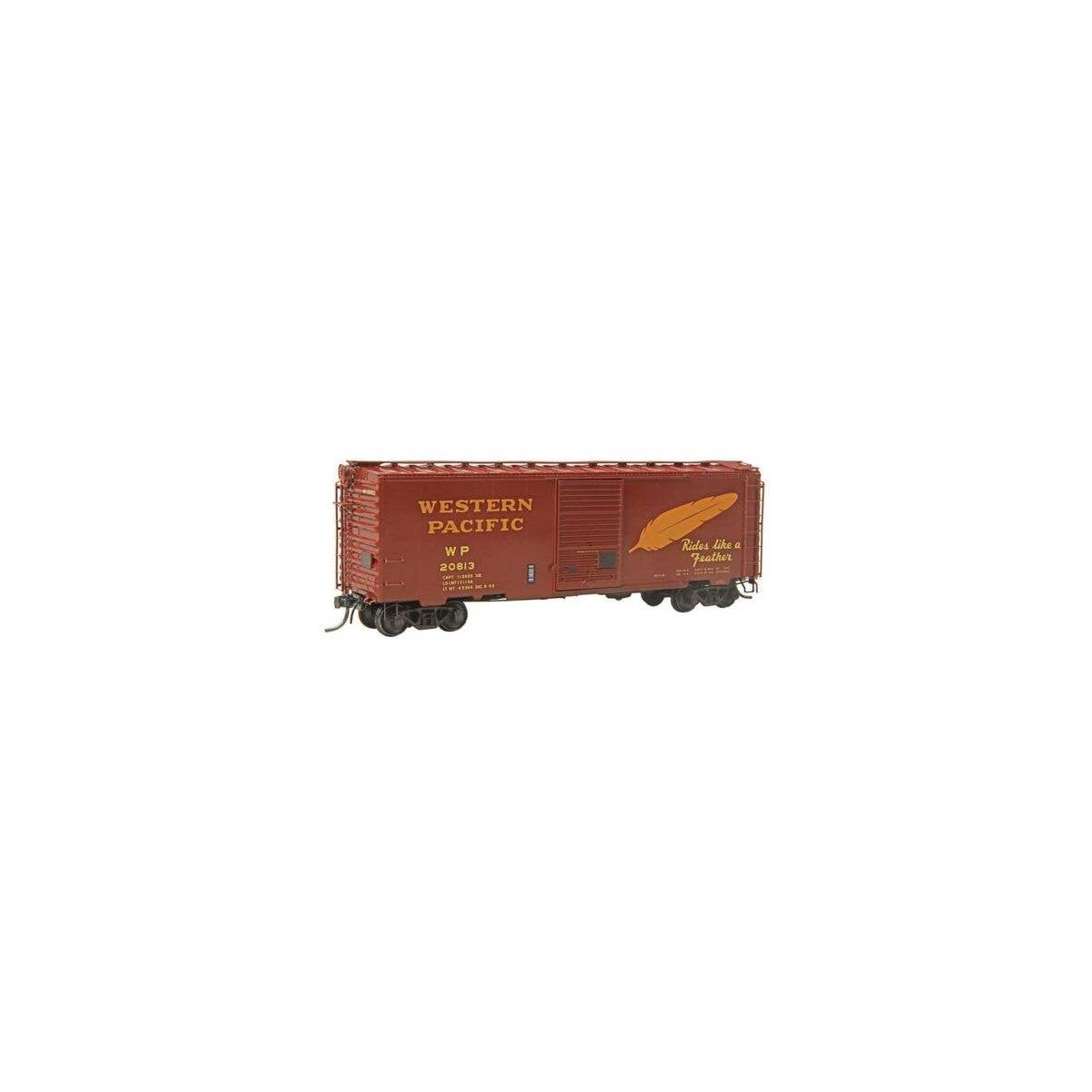 Pullman-Standard PS-1 40` Boxcar w/7` Door - Ready to Run -- Western Pacific WP 20813 (Box, HO, Kadee Quality Products 4839