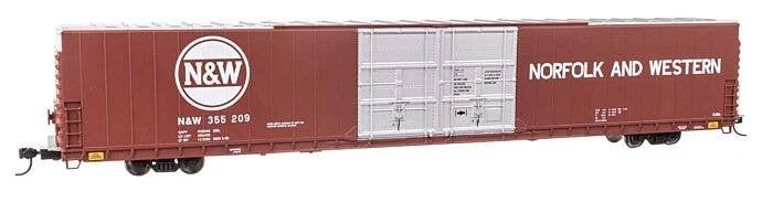 86′ Pullman-Standard Double-Door Hi-Cube Boxcar - Ready to Run -- Norfolk & Western 355209, HO, WalthersProto 102123