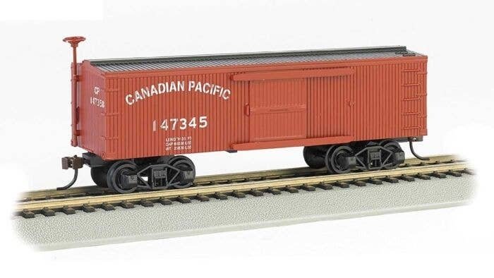 34′ Wood Old-Time Boxcar - Ready to Run - Silver Series(R) -- Canadian Pacific 147345 (Boxca, HO, Bachmann Industries 72313