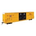 60′ High Cube Plate F Horizontal Post Boxcar - Ready to Run -- TTX TBOX 664166 (yellow, black, S, HO, WalthersMainline 3114
