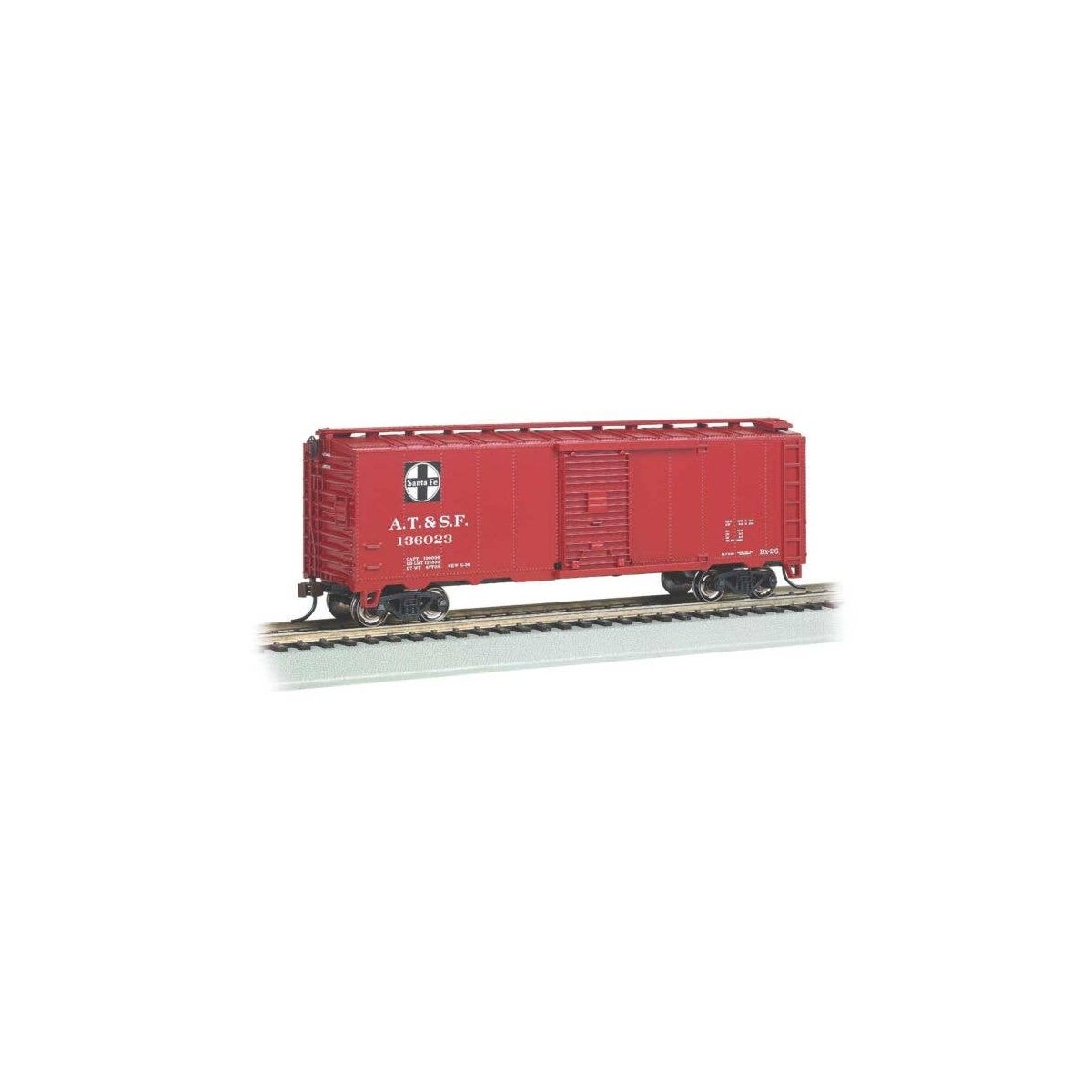 Steam-Era 40′ Steel Boxcar - Ready to Run - Silver Series(R) -- Santa Fe 136023 (Boxcar Red,, HO, Bachmann Industries 15016