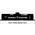 Railroad Decal Set -- General Electric GE Lamps Tank Car (black car), HO, Tichy Train Group 10371