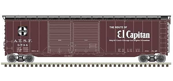 Postwar 50′ Double-Door Boxcar - Ready to Run - Master(R) -- Santa Fe 8734 (Boxcar R, HO, Atlas Model Railroad Co. 20006591