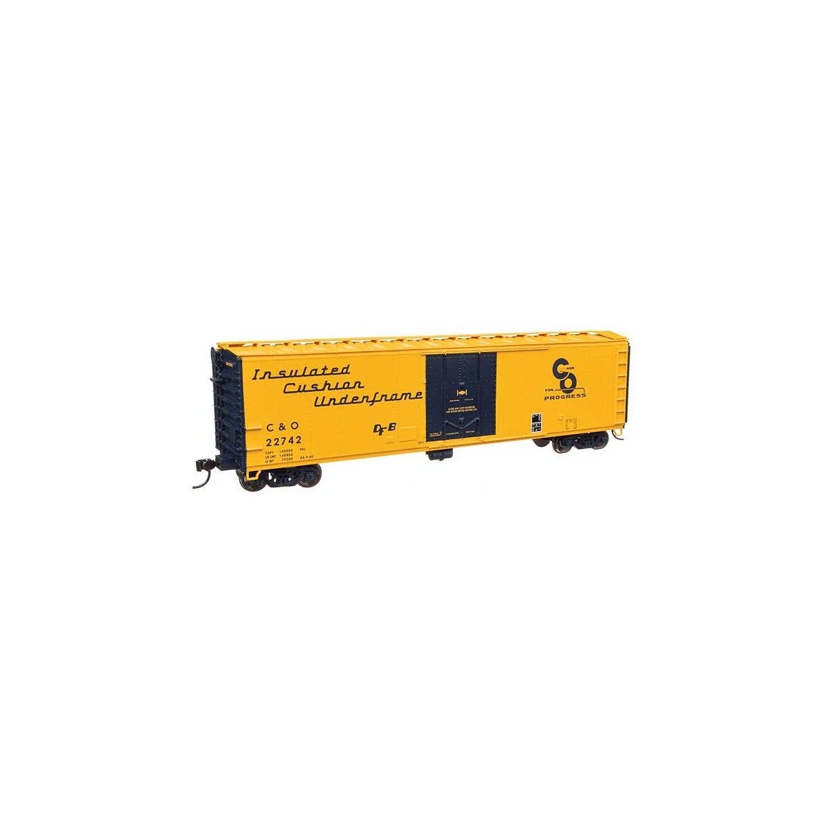 50′ PC&F Insulated Boxcar - Ready to Run -- Chesapeake & Ohio 22742, HO, WalthersMainline 2854