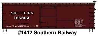 36′ Double-Sheathed Wood Boxcar w/Steel Roof, Ends, Straight Underframe - Ki -- Southern Railway 165, HO, Accurail Inc 1412