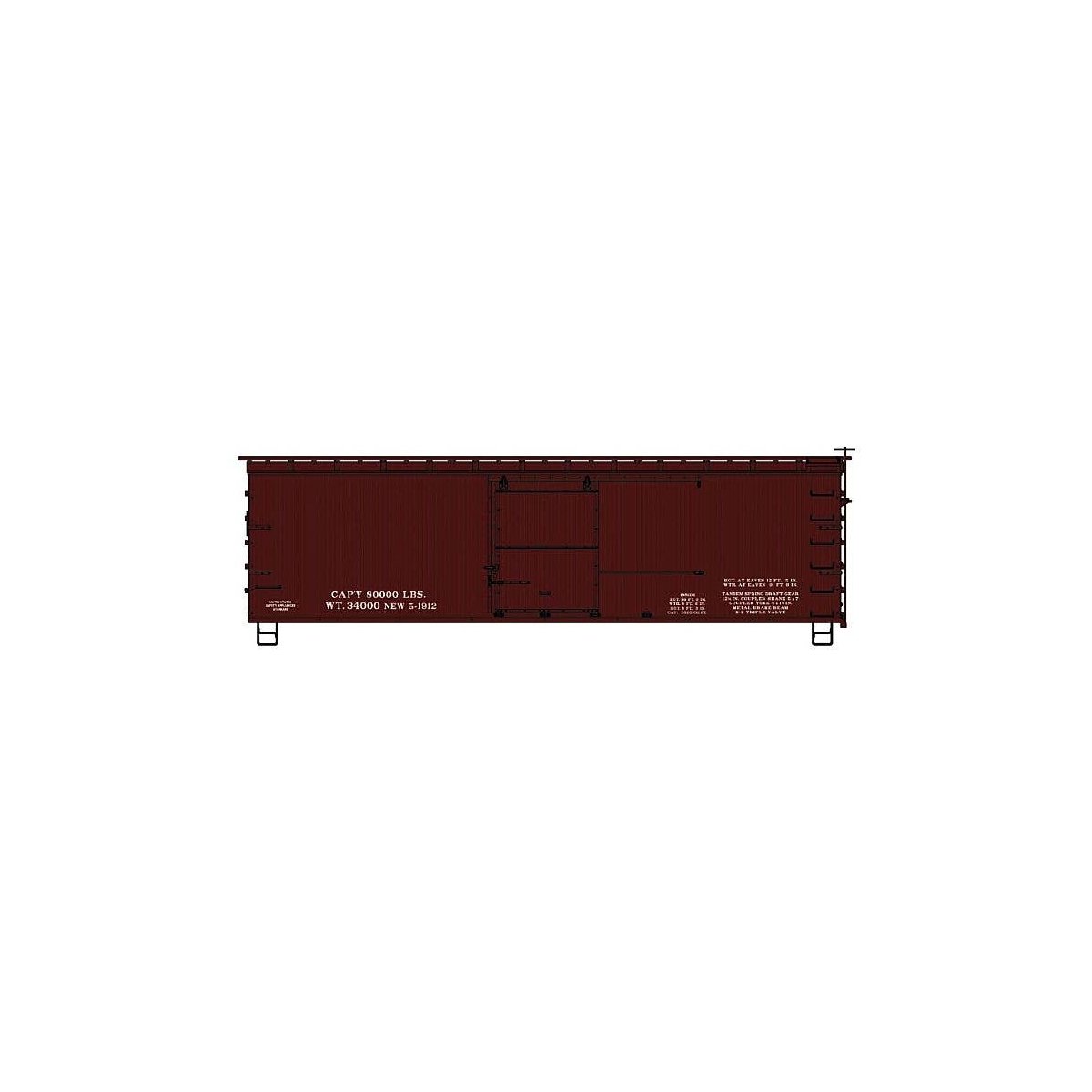 36′ Double-Sheathed Wood Boxcar w/Steel Roof, Ends, Straight Underframe -- Data Only (Mineral Red), HO, Accurail Inc 1498