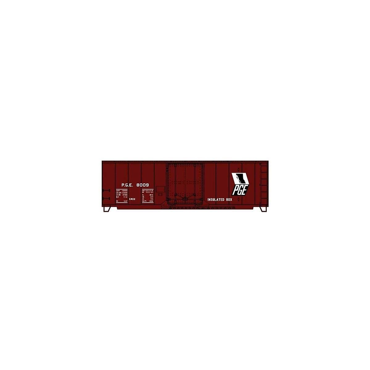 AAR 40′ Insulated Plug-Door Boxcar - Kit -- Pacific Great Eastern 8009 (Boxcar Red, PGE Map Logo), HO, Accurail Inc 3135