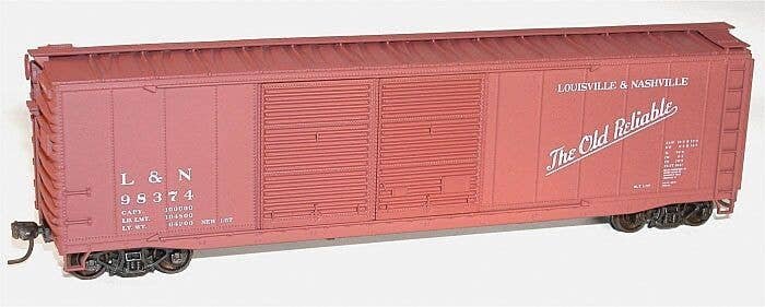 AAR 50′ Riveted-Side Double-Door Boxcar - Kit -- Louisville & Nashville 98374 (Boxcar Red, Old Relia, HO, Accurail Inc 5233