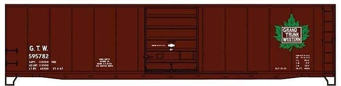 50` Steel Boxcar, 8` Superior Doors, Roofwalk, High Ladder - Kit -- Grand Trunk Western 595782 (Boxc, HO, Accurail Inc 5508