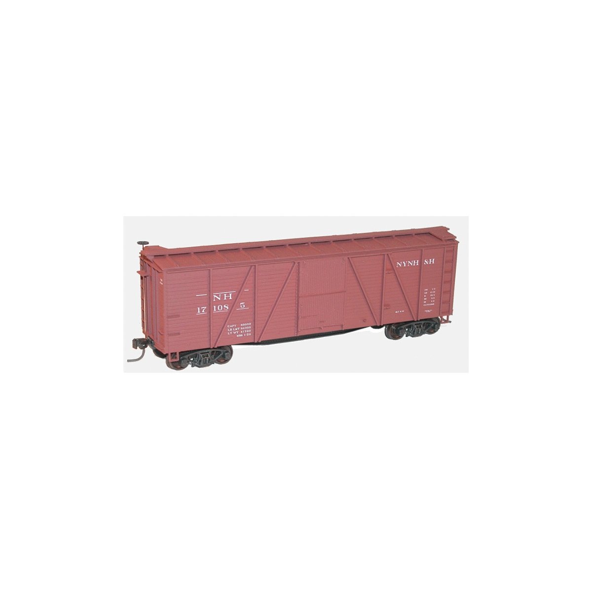 40′ 6-Panel Single-Sheathed Wood Boxcar w/Wood Doors & Ends - Kit -- New Haven 171085 (Boxcar Red), HO, Accurail Inc 7019