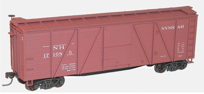 40′ 6-Panel Single-Sheathed Wood Boxcar w/Wood Doors & Ends - Kit -- New Haven 171085 (Boxcar Red), HO, Accurail Inc 7019