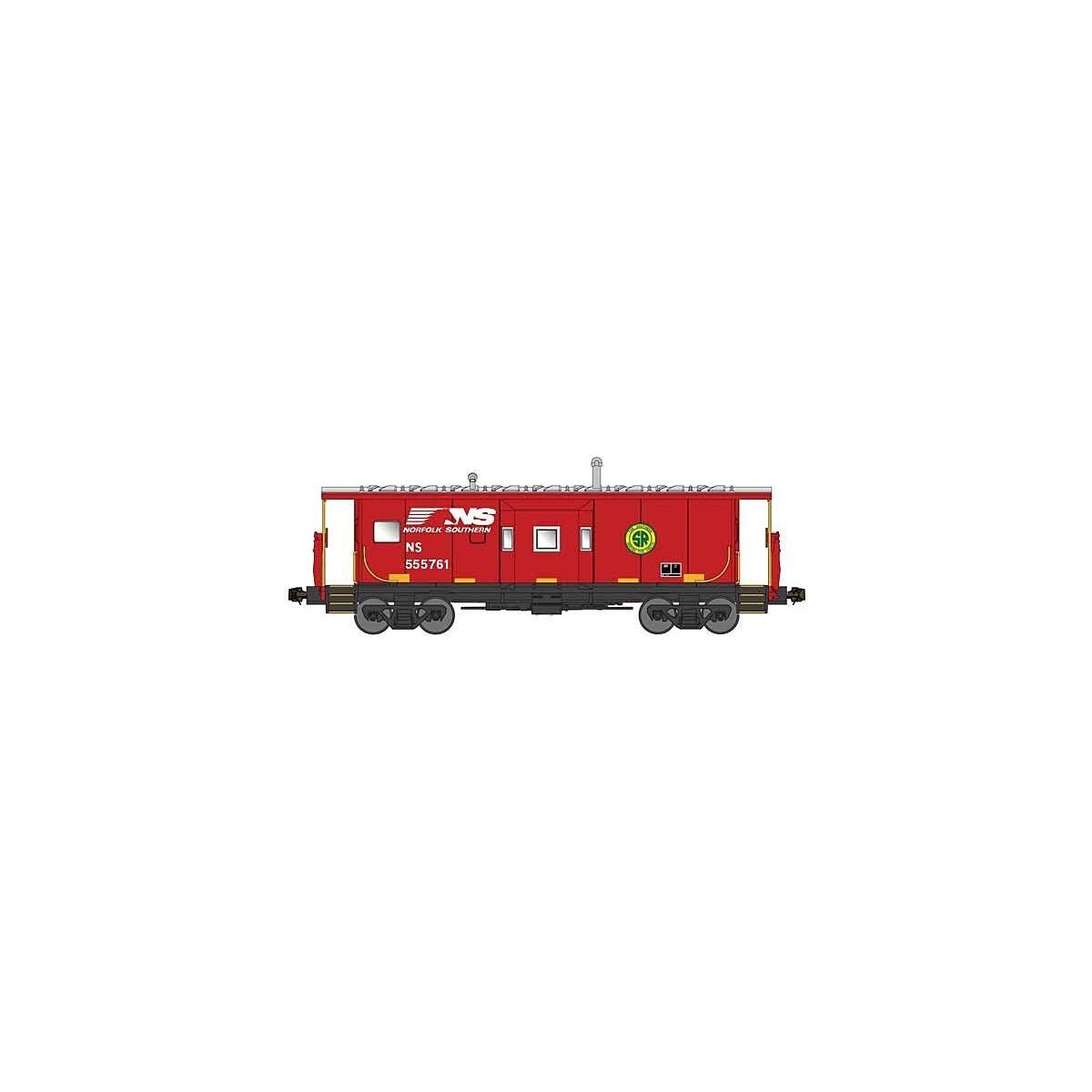 International Car Bay Window Caboose Phase 1 - Ready to Run -- Norfolk Southern 555761 (red, silver, N, Bluford Shops 41160