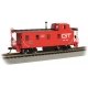 Slanted Offset-Cupola Caboose - Ready to Run -- Grand Trunk Western 122 (red, black Noodle G, HO, Bachmann Industries 14004