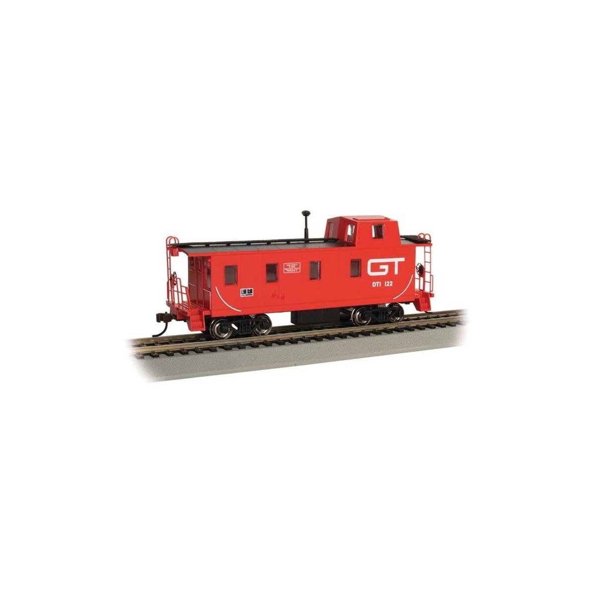 Slanted Offset-Cupola Caboose - Ready to Run -- Grand Trunk Western 122 (red, black Noodle G, HO, Bachmann Industries 14004