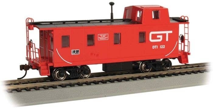 Slanted Offset-Cupola Caboose - Ready to Run -- Grand Trunk Western 122 (red, black Noodle G, HO, Bachmann Industries 14004
