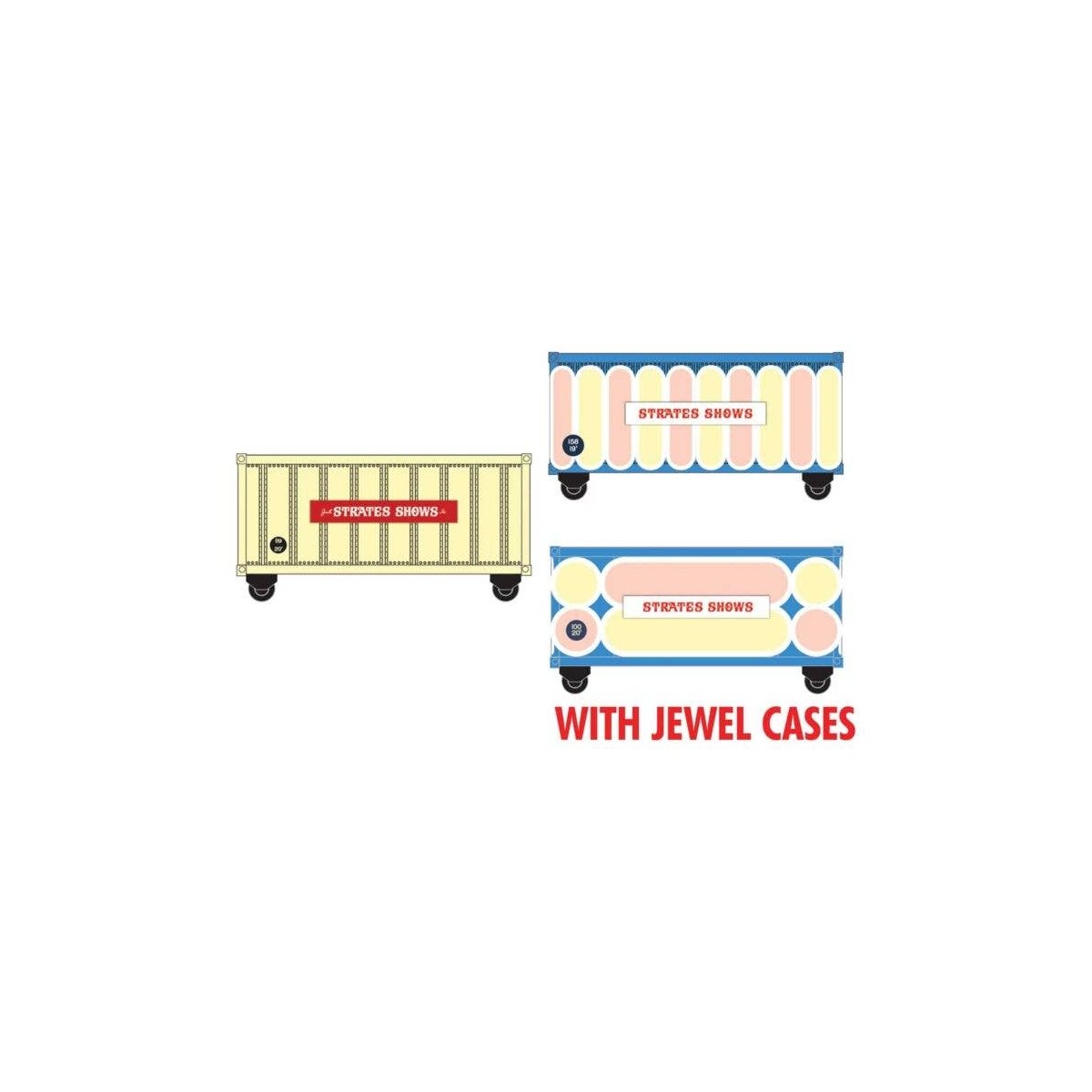 Circus Container 3-Pack - Assembled -- Strates Shows JESX 119, 158, 100 (Set 1, Duek Ash Era, N, Micro Trains Line 98302272