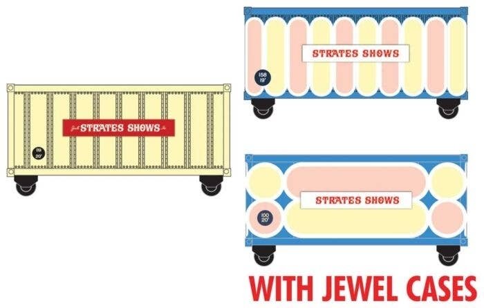 Circus Container 3-Pack - Assembled -- Strates Shows JESX 119, 158, 100 (Set 1, Duek Ash Era, N, Micro Trains Line 98302272