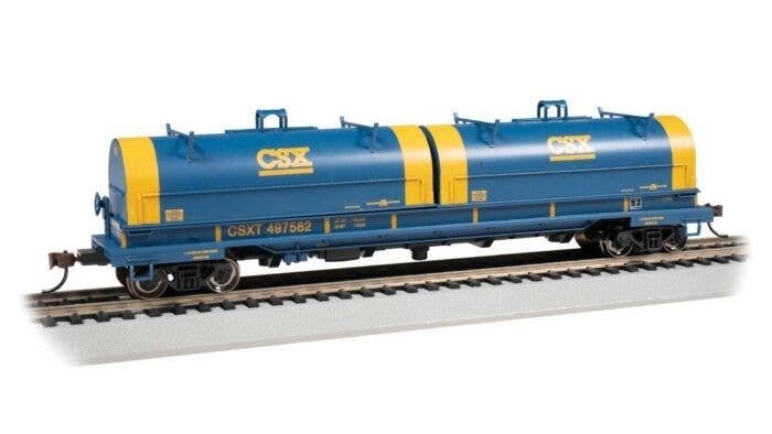 55′ Steel Steel Coil Car with Round Hoods - Ready to Run -- CSX Transportation 497582 (blue,, HO, Bachmann Industries 71402
